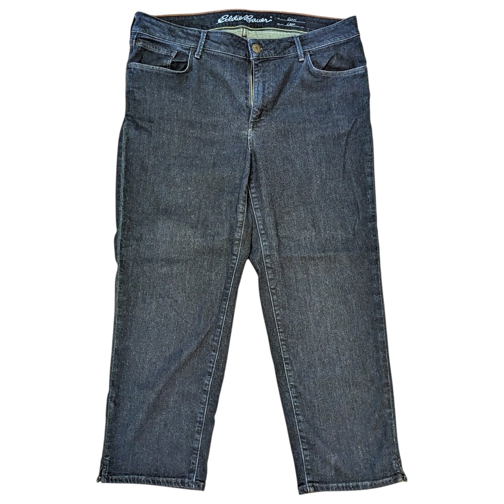 Eddie Bauer Curvy Fit Crop Jeans‎ Dark Wash Women's Size 12 Stretch Denim